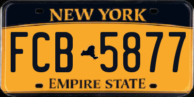 NY license plate FCB5877