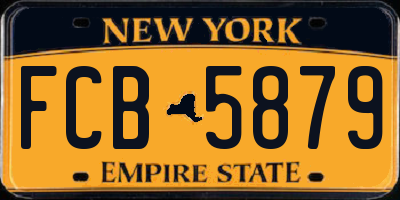 NY license plate FCB5879