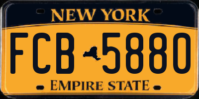 NY license plate FCB5880