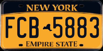 NY license plate FCB5883