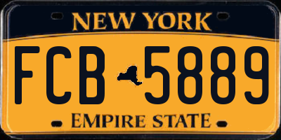 NY license plate FCB5889