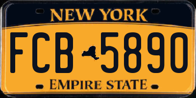 NY license plate FCB5890