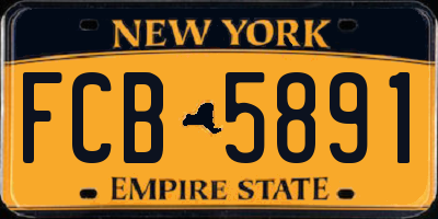 NY license plate FCB5891