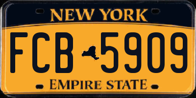 NY license plate FCB5909