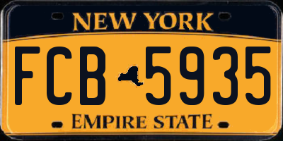 NY license plate FCB5935