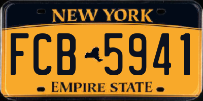 NY license plate FCB5941
