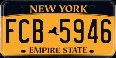 NY license plate FCB5946