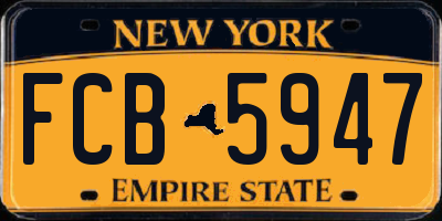 NY license plate FCB5947
