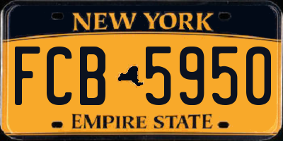 NY license plate FCB5950