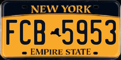 NY license plate FCB5953