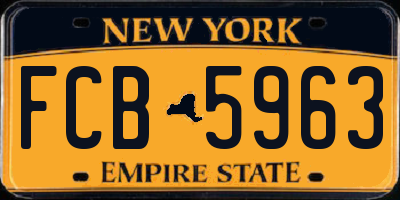 NY license plate FCB5963
