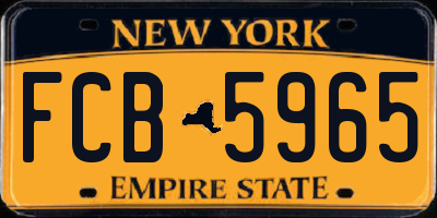 NY license plate FCB5965