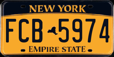 NY license plate FCB5974