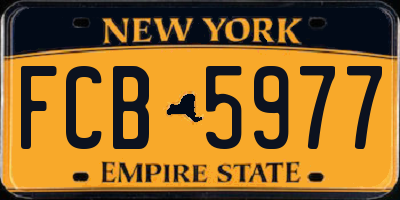 NY license plate FCB5977