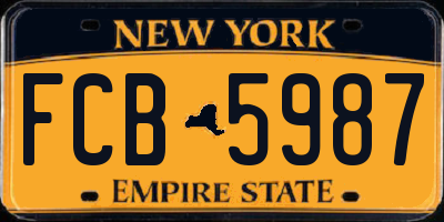 NY license plate FCB5987