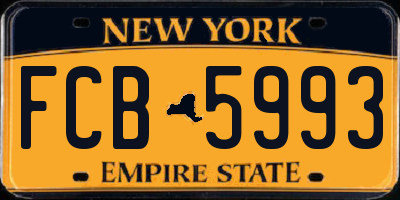 NY license plate FCB5993