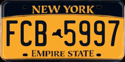 NY license plate FCB5997