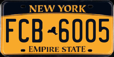 NY license plate FCB6005