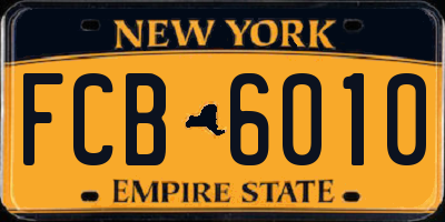 NY license plate FCB6010