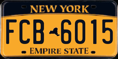 NY license plate FCB6015
