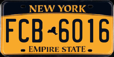 NY license plate FCB6016