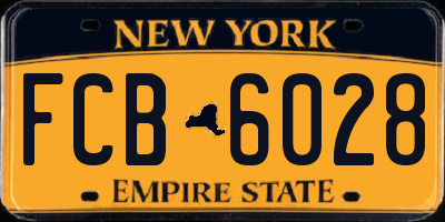 NY license plate FCB6028