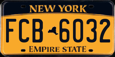 NY license plate FCB6032