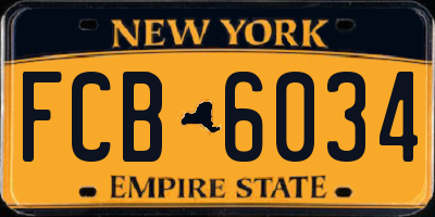 NY license plate FCB6034