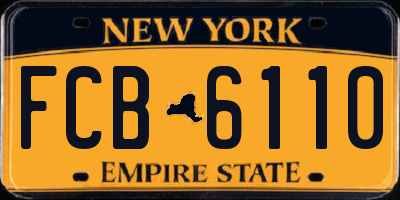 NY license plate FCB6110