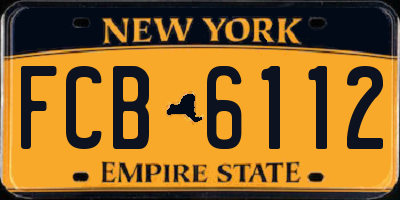 NY license plate FCB6112
