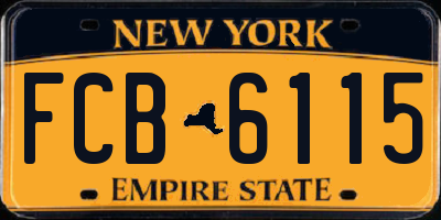 NY license plate FCB6115
