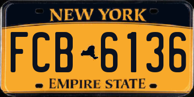 NY license plate FCB6136