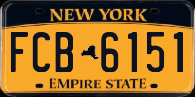 NY license plate FCB6151