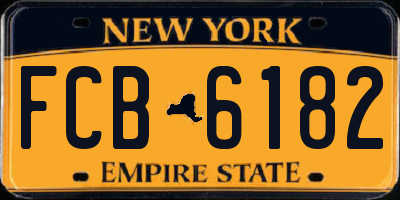 NY license plate FCB6182