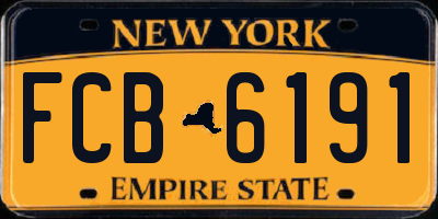 NY license plate FCB6191