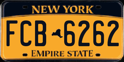 NY license plate FCB6262