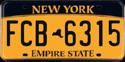 NY license plate FCB6315
