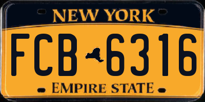 NY license plate FCB6316