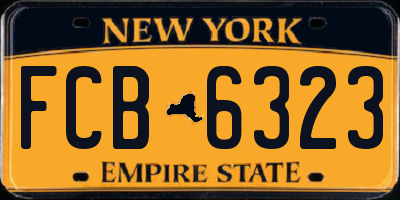 NY license plate FCB6323