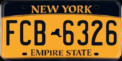 NY license plate FCB6326