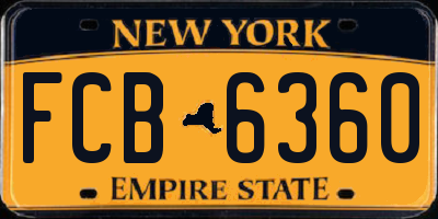 NY license plate FCB6360