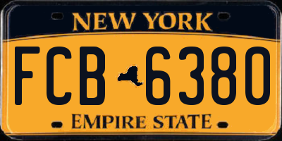 NY license plate FCB6380