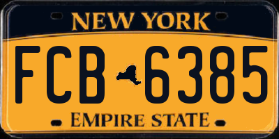 NY license plate FCB6385
