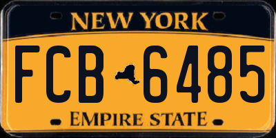 NY license plate FCB6485