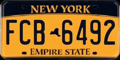 NY license plate FCB6492