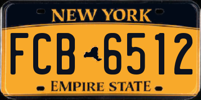 NY license plate FCB6512
