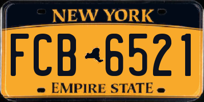 NY license plate FCB6521