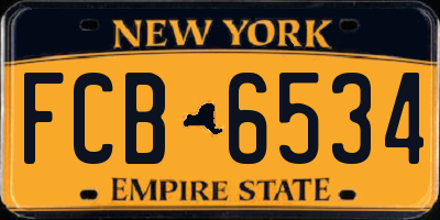 NY license plate FCB6534
