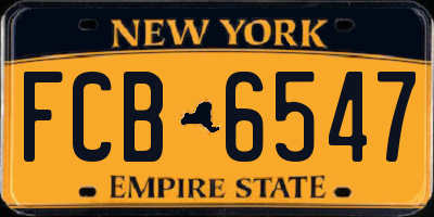 NY license plate FCB6547