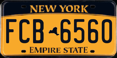 NY license plate FCB6560